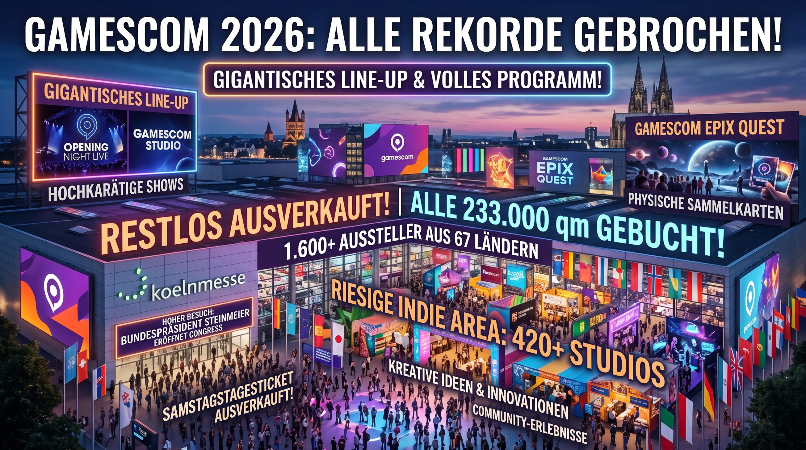 gamescom 2026: Rekordmesse mit 1.600 Ausstellern